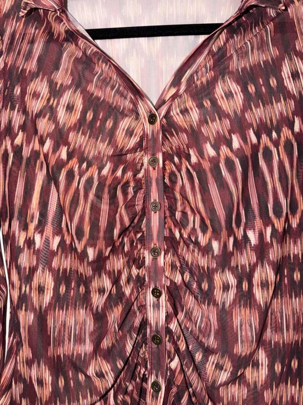 Liverpool Women’s Long Sleeve Mesh Print Button Front Blouse Top size Small - Picture 2 of 8